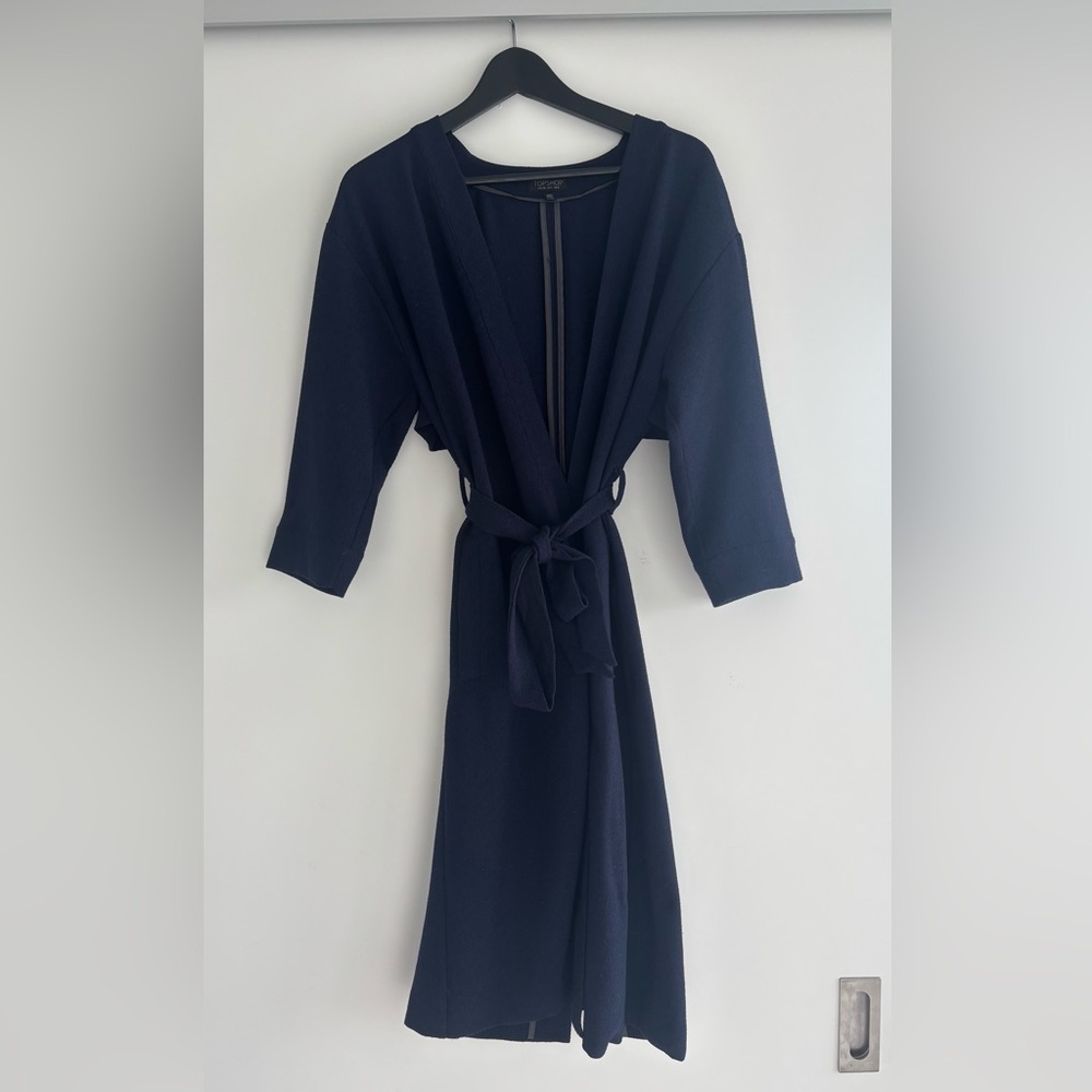 Topshop Navy Women's Cardigan with waist tie